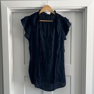 Navy Blue Women's Ruffled Top - 109
